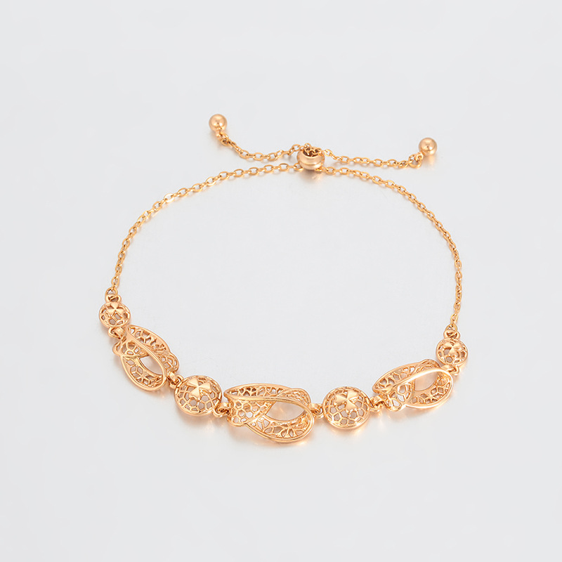 Xuping hueco retro irregular geometría pulsera redonda aleación de cobre chapado 18k color extracción joyas ajustables