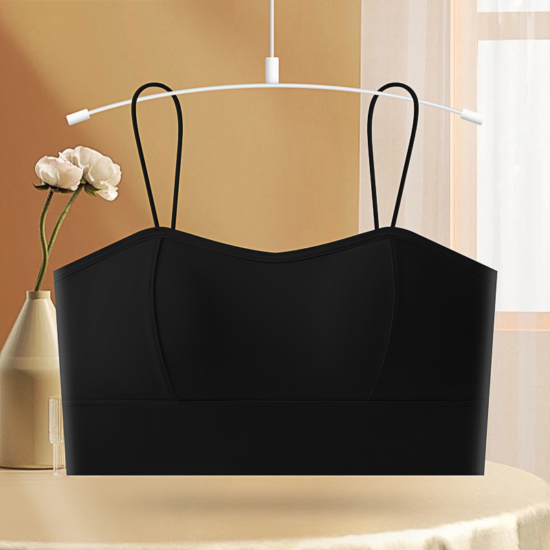 Seda de hielo, tirantes finos para niñas, camisola, gran U de verano, gran espalda sin espalda, almohadilla gruesa para el pecho, base desmontable para evitar la luz