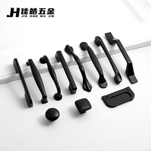 厂家直销黑色铝合金拉手柜门把手衣柜橱柜抽屉简约柜子单孔门把手