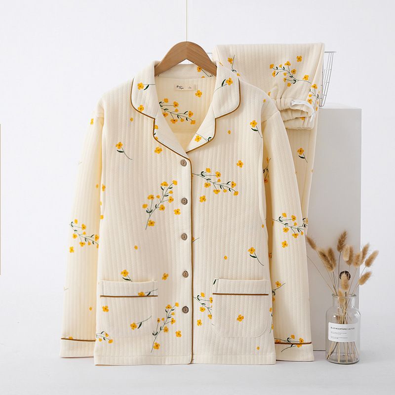 라펠-에어 코튼-옐로우 플라워-오프화이트