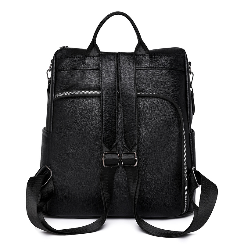 2023 verano nuevo estilo casual señoras de cuero suave mochila simple color sólido de gran capacidad mochila de doble uso mochila escolar al por mayor