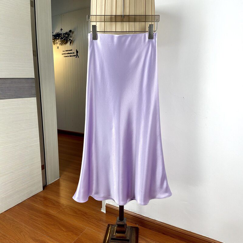 13 Colors Available~ Soft as Water, Acetate Satin Skirt with Elastic Waistband, Hip-Hugging Fishtail Skirt for Women, Summer Mid-Length Style 13 Colors Available~ Soft as Water, Acetate Satin Skirt with Elastic Waistband, Hip-Hugging Fishtail Skirt for Women, Summer Mid-Length Style