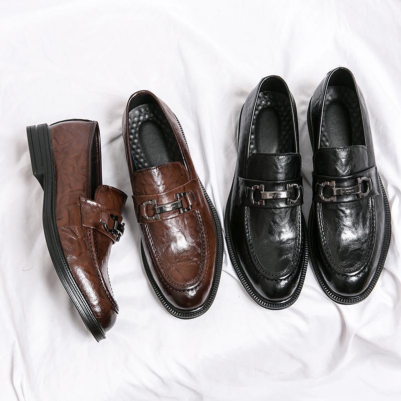 2025 zapatos de cuero para hombre Brock británico casual de negocios zapatos formales para hombre aumento de zapatos de traje a juego zapatos de boda y novio