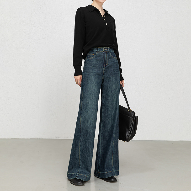 If 2026 Spring Plus-Size High-Waisted Women's Jeans with Four-Way Stretch, Casual Floor-Length Wide-Leg Pants 8058 High-Waisted Slimming