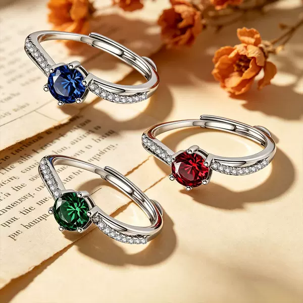 New Chinese-style, light luxury emerald cubic zirconia twisted-band ring with six-prong setting and adjustable band, a high-end and fashionable piece for women, suitable for international cross-border sales
