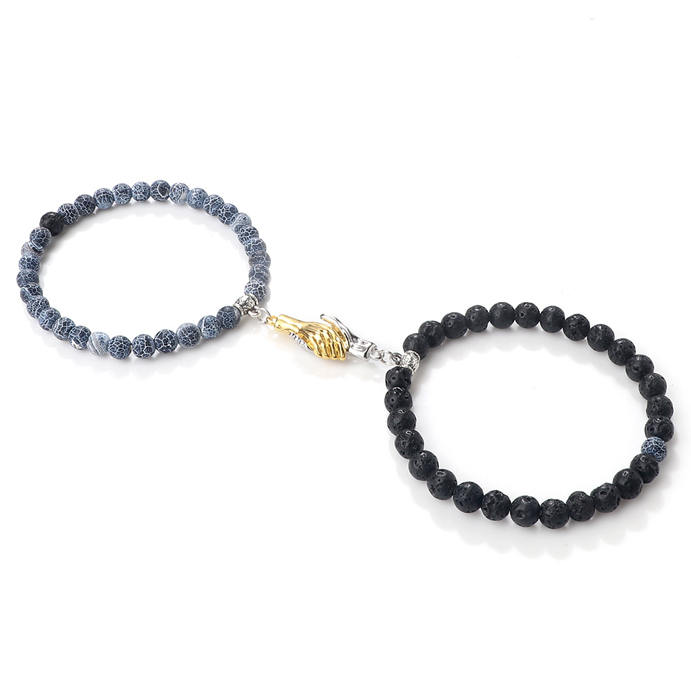 double ring asymmetrical turquoise matte couple bracelet popular circle chain set hand jewelry spot_voghion.com