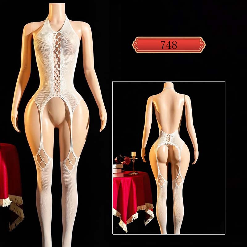 Fábrica de ropa interior de mariposa transfronteriza Temu europea y americana sexy cuello colgante uniformes de malla seducción amor 748
