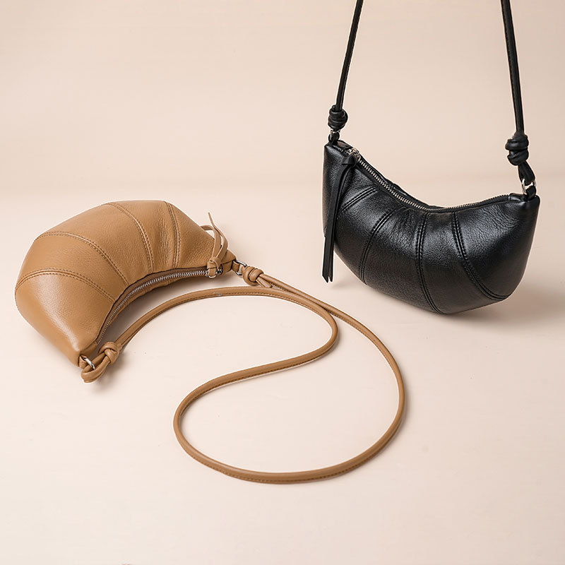 Top Grain Cowhide Leather Hobo Bag - Genuine Leather Shoulder & Crossbody Bag, Summer Fashion Casual Versatile Luxury Dumpling Bag For Women - Thumbnail 2