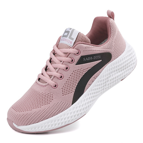 Miracle new cross-border women's sports shoes, comfortable running shoes, large size fly weaving, versatile lace-up casual shoes for women