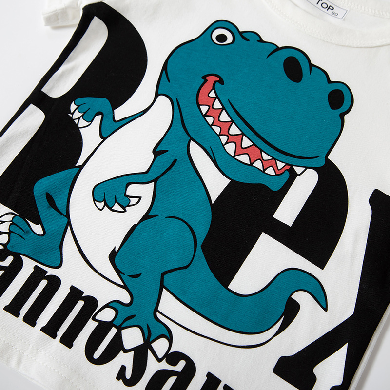 Verano 2024 Camiseta de algodón de manga corta Camiseta para niños de dibujos animados de media manga nueva ropa para niños entrega de una sola pieza