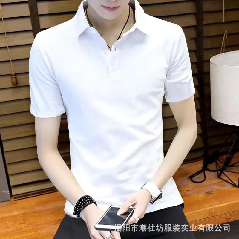 Polo Shirt Collar Half Sleeve Men's High-end Sense Summer Solid Color Trendy Brand Loose Korean Style Llip Simple Short Sleeve T-shirt Polo Shirt Collar Half Sleeve Men's High-end Sense Summer Solid Color Trendy Brand Loose Korean Style Llip Simple Short Sleeve T-shirt