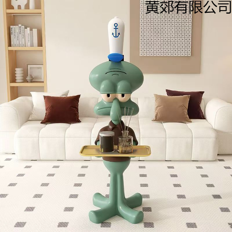 Extra-Large Squidward Internet Celebrity Tray Floor Decoration Tv Cabinet Sofa Moving Resin Decorative Craft Living Room Good