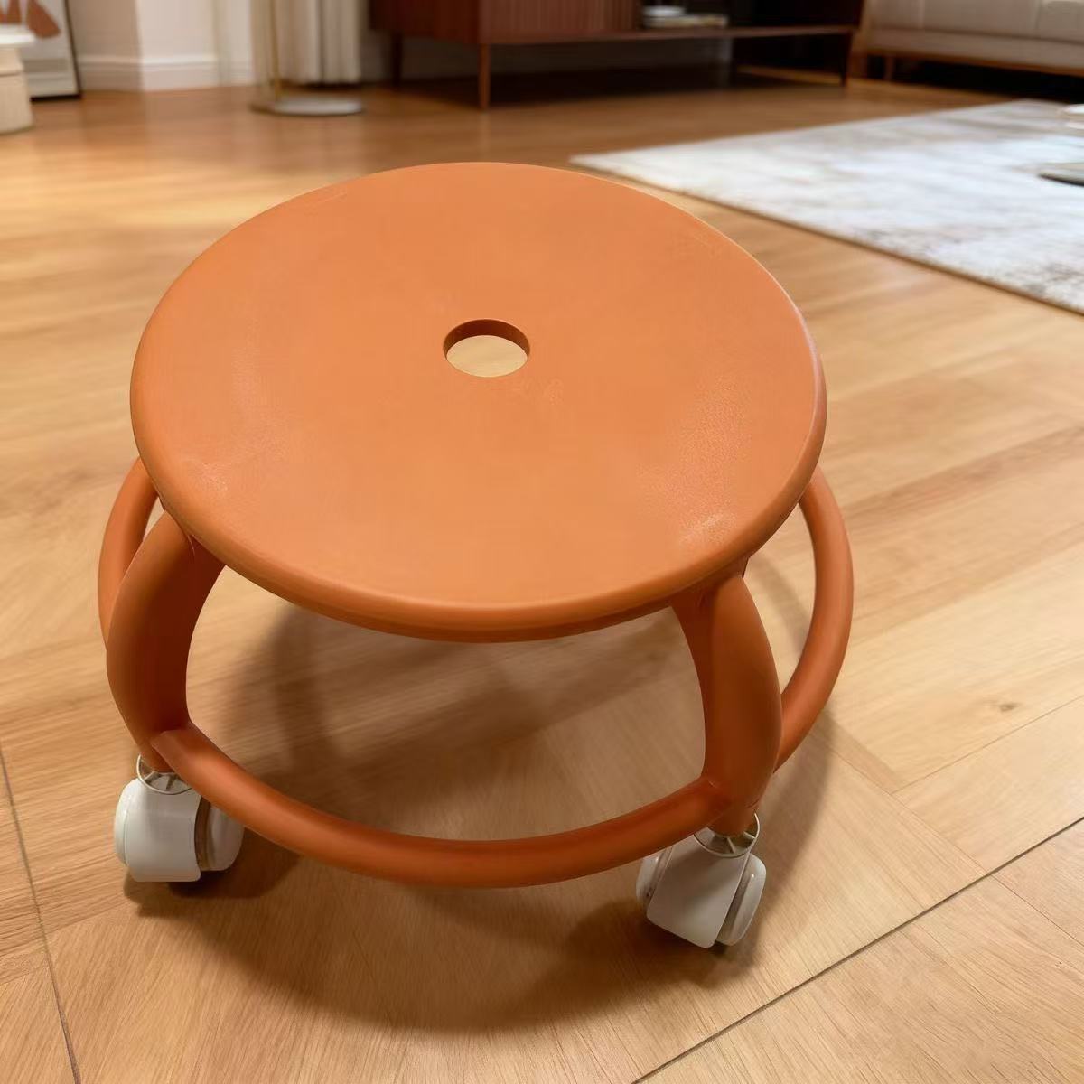 Polia bajo taburete de plástico taburete redondo silencioso para niños giratorio doméstico con bambina de belleza taburete de rueda universal bandeja de maceta