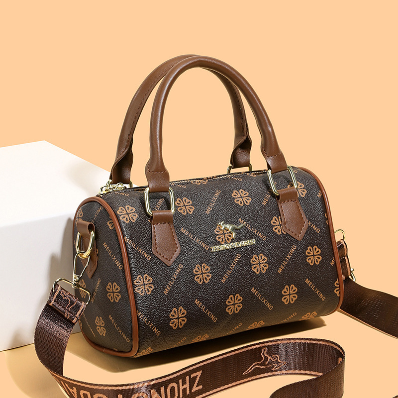 Retro Printed Boston Bag with Various Styles, Stylish Handbag, Commuting Daily Mommy Crossbody Bag