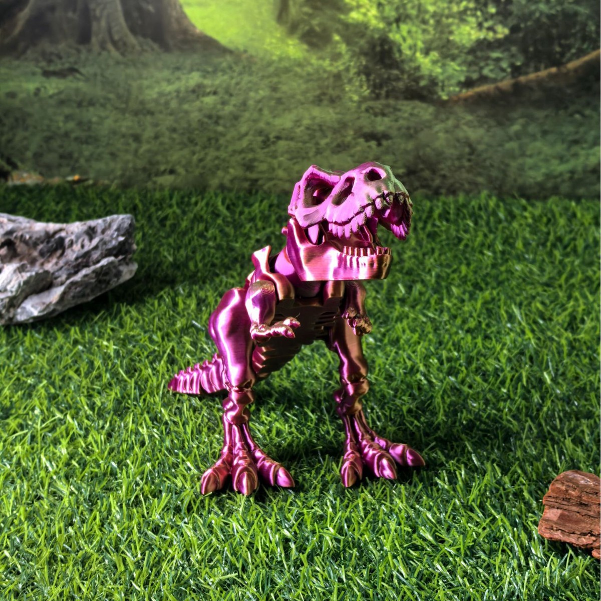 티라노사우루스 렉스 - 화려한 골드, 그린, 로즈 레드