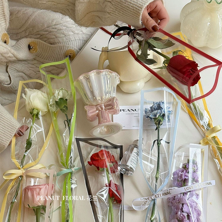 Китайский упаковочный пакет для букета ко Дню святого Валентина, один цветок подсолнечника, сумка с одной розой, упаковка для букета, цветочное искусство
