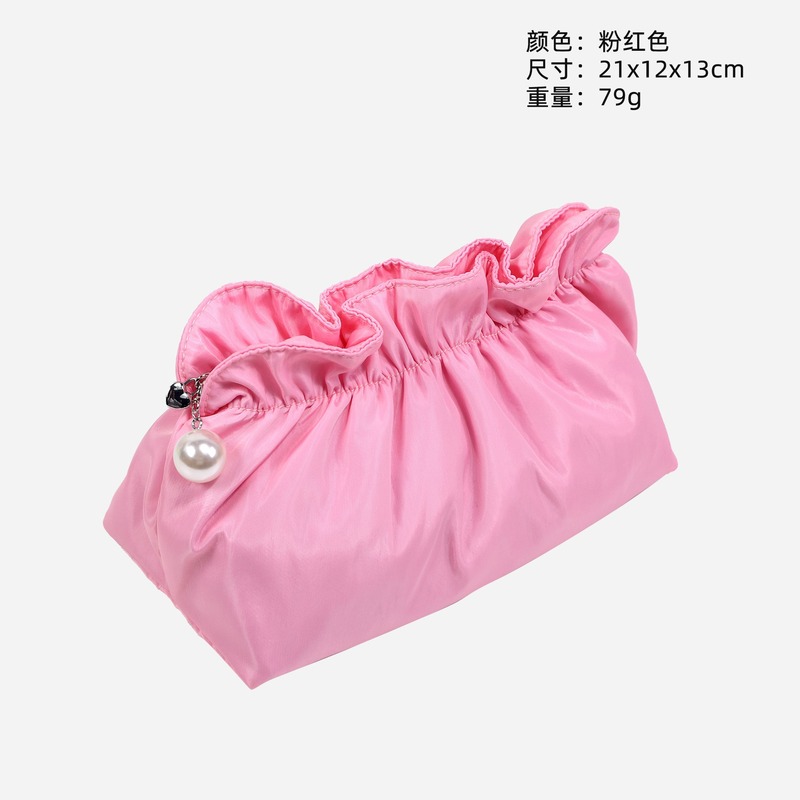 プリーツパール化粧品袋、大容量、高級感、高価値化粧品袋、女性用収納袋、トイレタリーバッグ、1個から|undefined