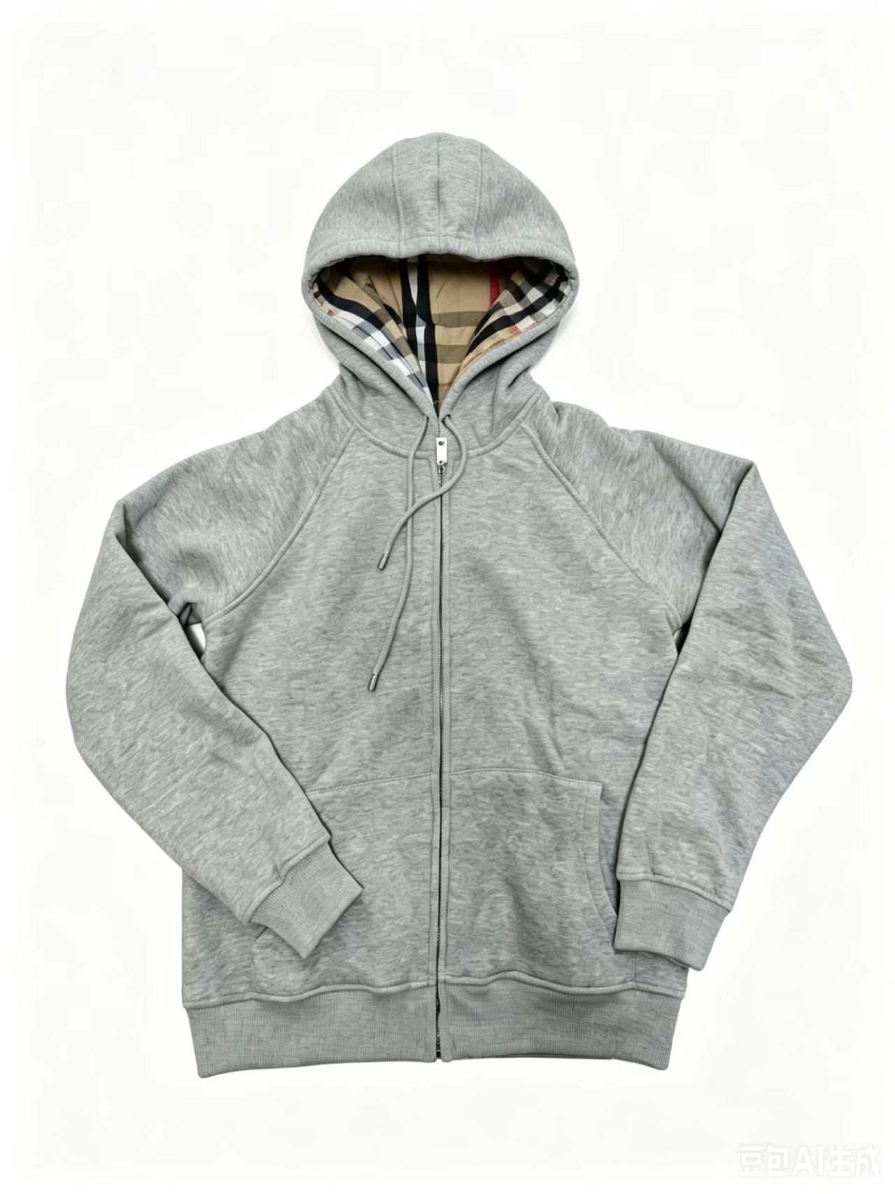 Burberry Zip Sweater Vintage Check Hood Grey
