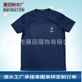 定制短袖T恤  外贸跨境夏季180g吸湿排汗印花logo休闲小领短T
