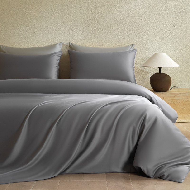 100 algodón de seda larga cama de cuatro piezas de algodón 2025, nueva sábanas de lujo ligera cubierta de colcha de tres piezas