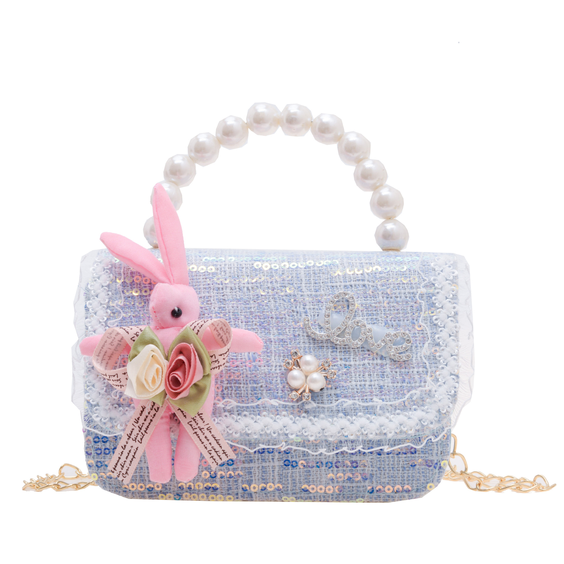 Bolso de La Perla de los niños 2023 nuevo lentejuelas pequeño bolso cuadrado moda lindo niñas bolsa decorativa bandolera