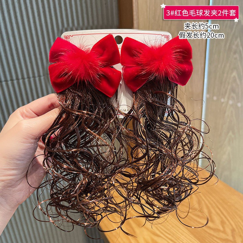 Bebé Año Nuevo de felicitación de Año Nuevo accesorios para el cabello nueva peluca horquilla niñas exquisitos accesorios para el cabello de Año Nuevo horquilla roja al por mayor
