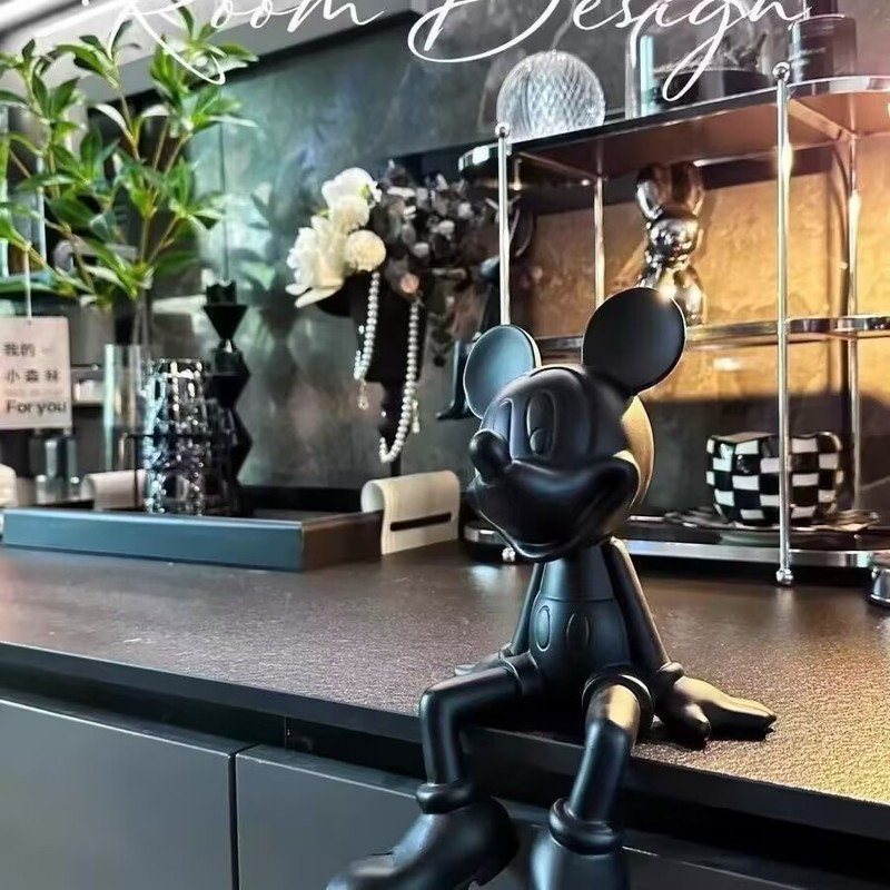 プレミアムブラックインミッキーシットミッキーライト高級リビングルームテレビキャビネット玄関漫画人形装飾品|undefined