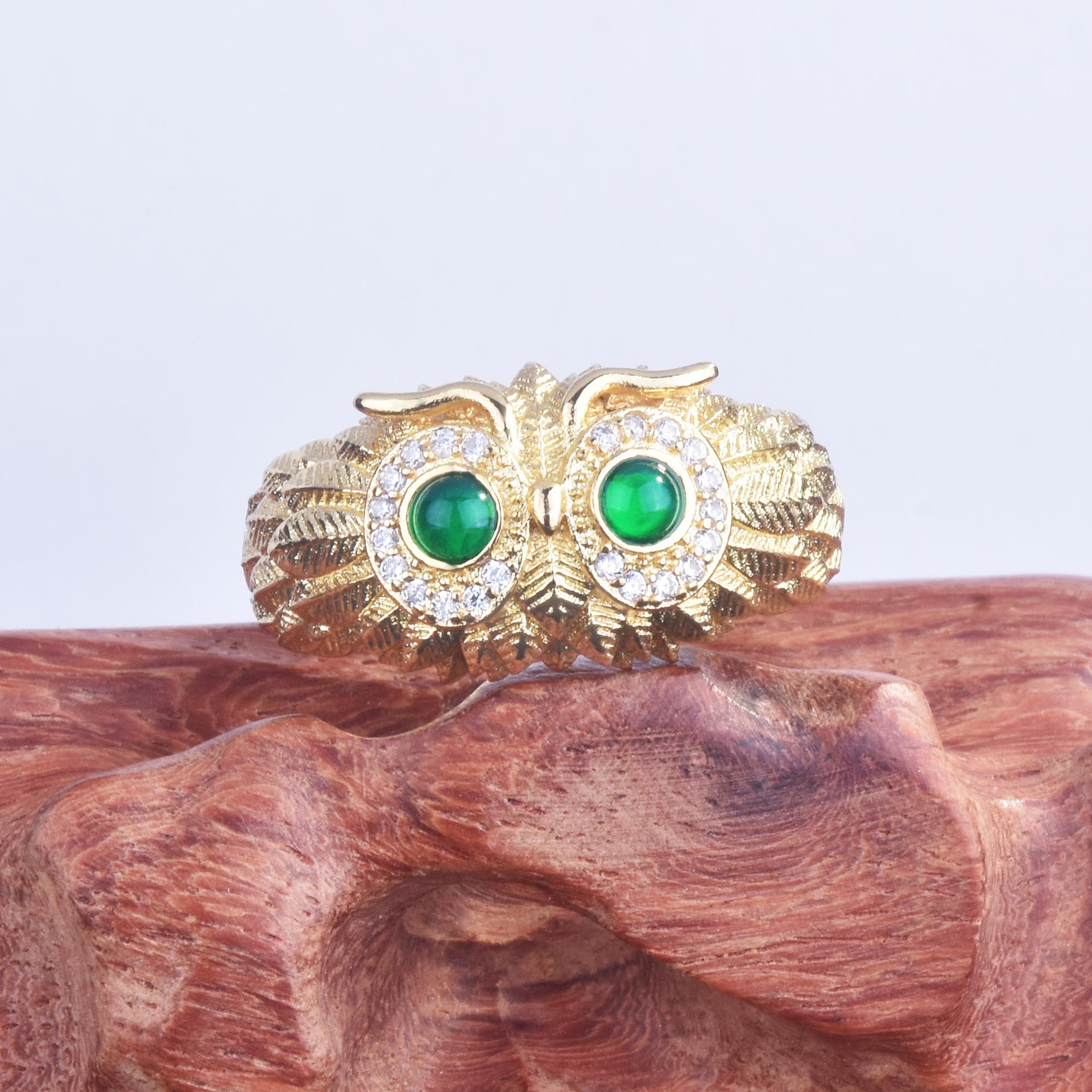 Fashion Owl Ring Natural Chalcedony Bird Eagle Open Color Treasure Ring display picture 4