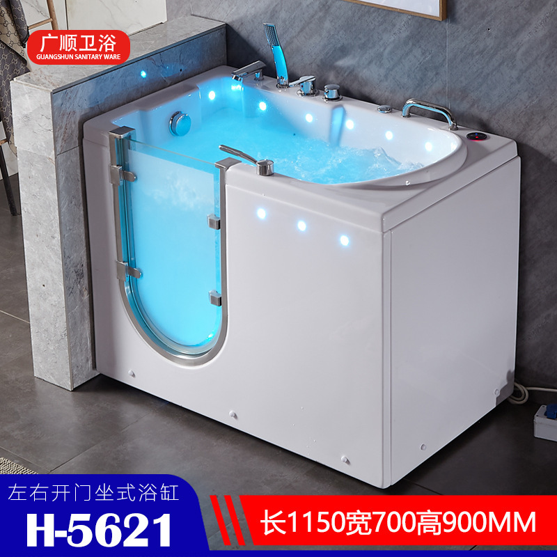 Elderly walk-in acrylic bathtub open door cylinder square sitting bathtub side door bubble massage bathtub Elderly walk-in acrylic bathtub open door cylinder square sitting bathtub side door bubble massage bathtub