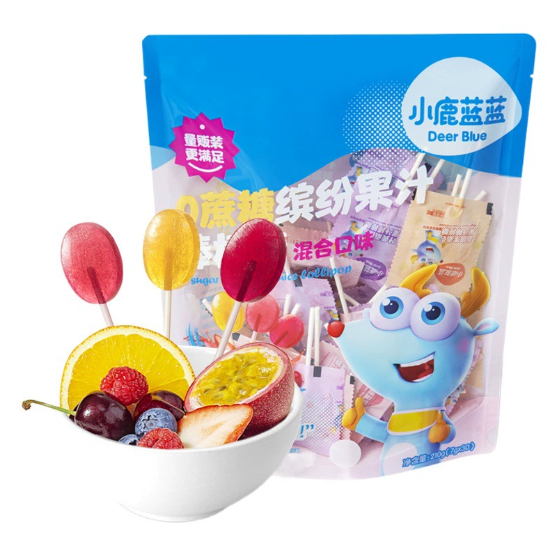 Официальный флагманский оригинальный леденец Little Deer Blue Blue Fruit Juice Lollipop без сахарозы, с соком из смешанных фруктов, детский снек, бренд
