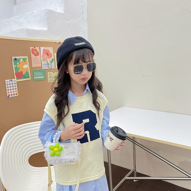 Bolso de los niños de estilo coreano 2022 Otoño Nueva Chica Flor bolsa de mensajero de moda estilo Chanel mini bolsa de accesorios de moda