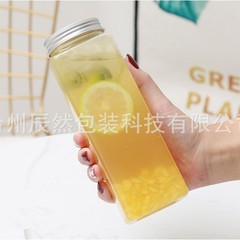 食品級耐熱pet 500ml新型角瓶飲料瓶牛乳ジュース瓶ミルクティースイーツ店太った瓶