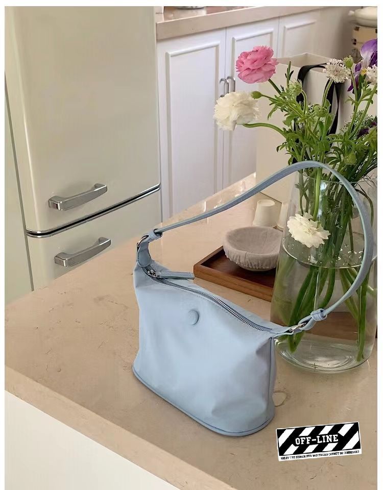 Korean ins same shoulder bag underarm bag women Oxford cloth splicing light convenient dumpling bag plain small fresh bag 