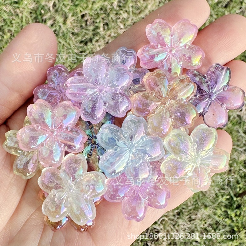 22mm亚克力uv炫彩夜闪透明樱花珠子diy手机链钥匙扣饰品配件材料|undefined