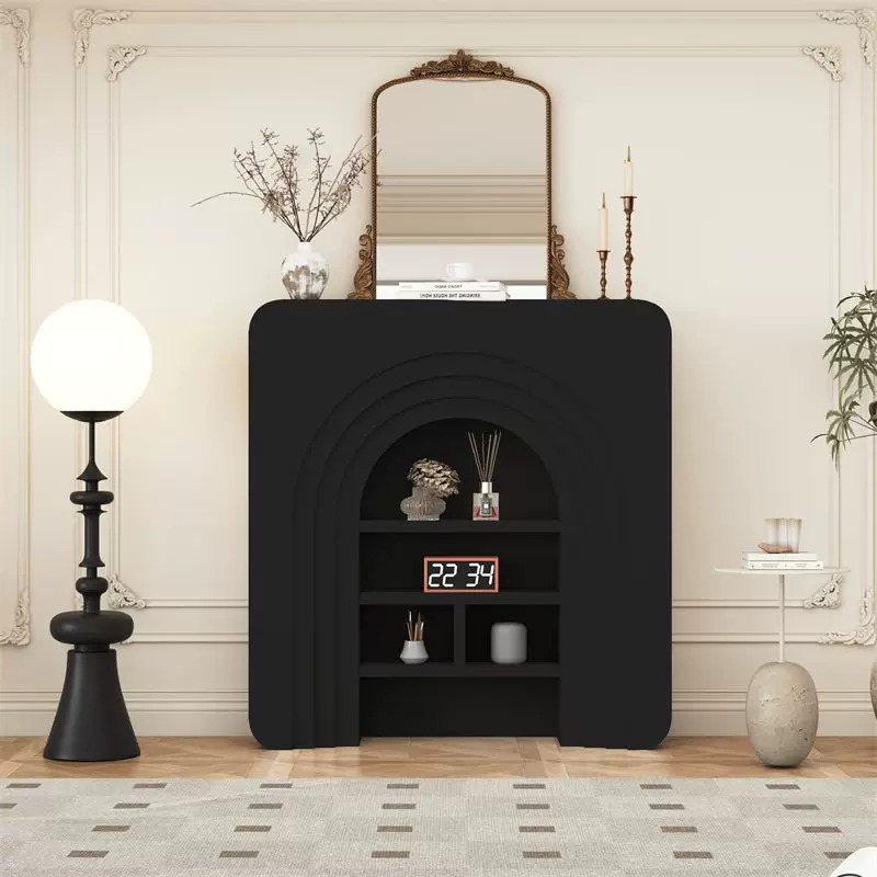 法式壁炉柜装饰民宿黑色壁炉玄关柜客厅边柜轻奢展示柜直播间陈列