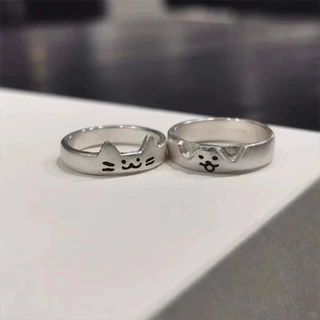 小红书同款戒指小猫和小狗可情侣对戒叠加可爱送女友指环简约百搭
