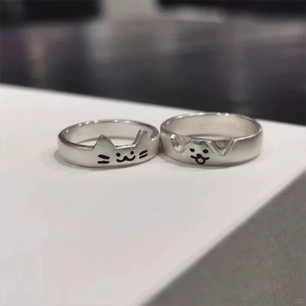 Little Red Book Same Style Ring Kitten and Puppy Can Couple Pair Ring Overlay Cute Girlfriend Ring Simple All-match