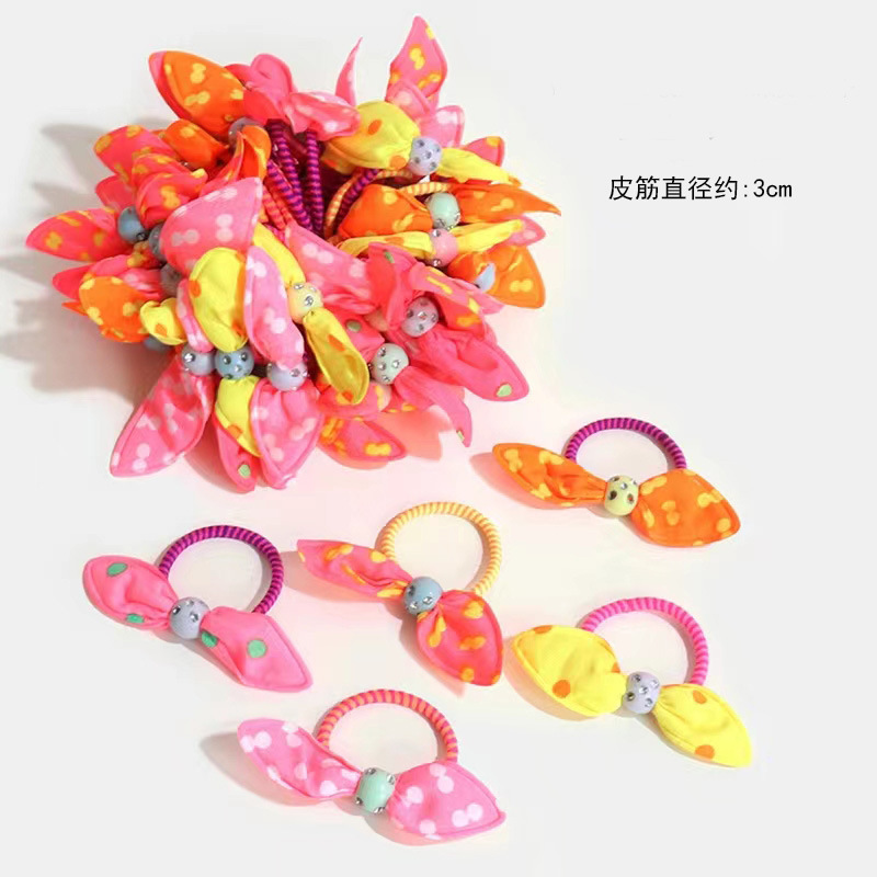 Banda de pelo de moda de estilo coreano para niños Orejas de conejo lindo accesorios para el cabello banda de pelo lunares a rayas flor tela diadema al por mayor