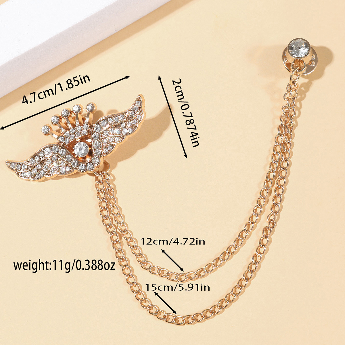 New Bee Star Pentagram Chain Brooch For Men And Women Lapel Pin_voghion.com