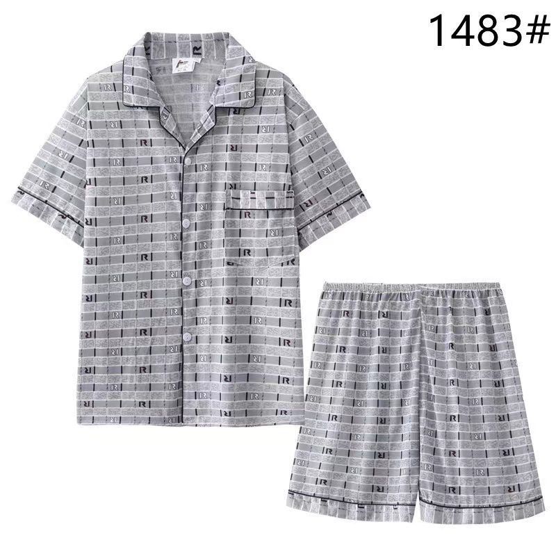 Pijamas de hombre Pijamas de manga corta de verano de algodón delgado para hombres jóvenes y de mediana edad sueltos de primavera y verano traje de desgaste para el hogar