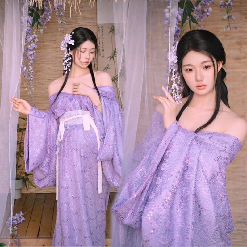 Photo Studio New Maternity Photo Clothing Purple Han Dynasty Indoor Atmosphere Retro Robe Big Belly Pregnant Mommy Photography