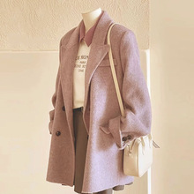 温柔粉色呢子外套女秋冬2024新款毛呢小个子显瘦韩系洋气上衣