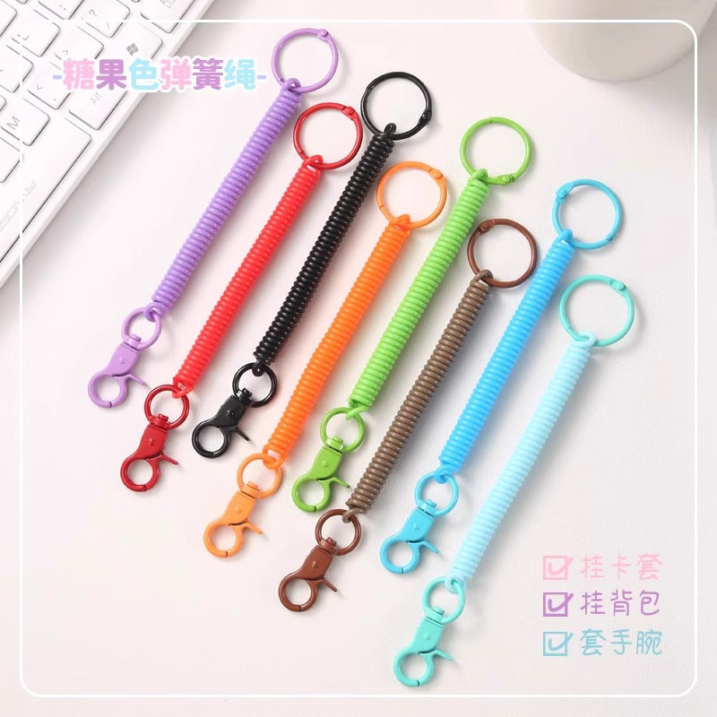 Eva Plastic Spring Rope Keychain, Lobster Clasp Alloy Ring, Painted Plier Clasp, Mobile Phone Chain, Spring Elastic Rope Wholesale