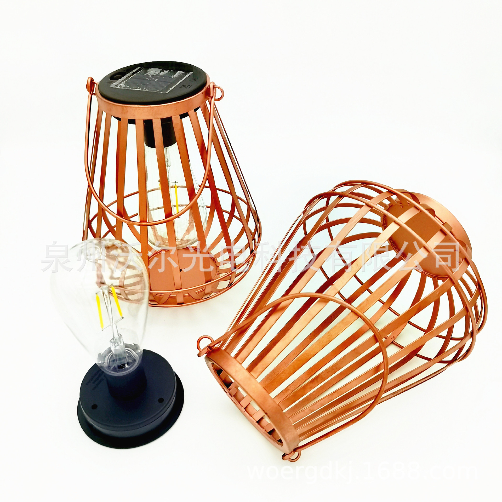 亚马逊LED 户外庭院装饰灯热销 复古扁铁仿竹艺投影灯 花园照明灯