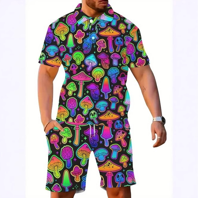 Alta calidad suelta 2025 nueva tendencia de moda salvaje de manga corta POLO pantalones cortos traje MB13 MA1