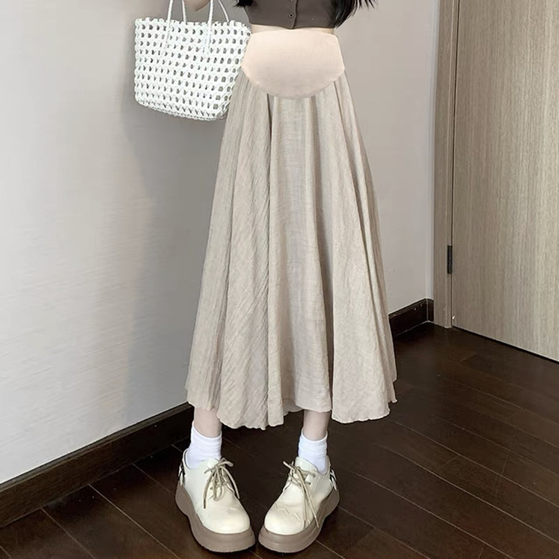 Maternity Skirt, Summer Thin Mid-Length Ice Silk A-Line Belly-Supporting Umbrella Skirt, Summer High-Waisted Fairy Skirt with Drape Effect Maternity Skirt, Summer Thin Mid-Length Ice Silk A-Line Belly-Supporting Umbrella Skirt, Summer High-Waisted Fairy Skirt with Drape Effect