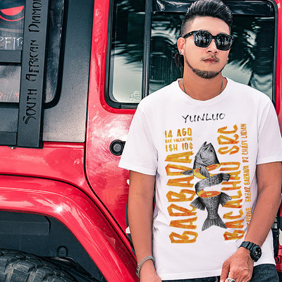 胸胖子短袖t恤男加肥加大特大碼國潮肥佬休閑寬松圓領體t恤  代發