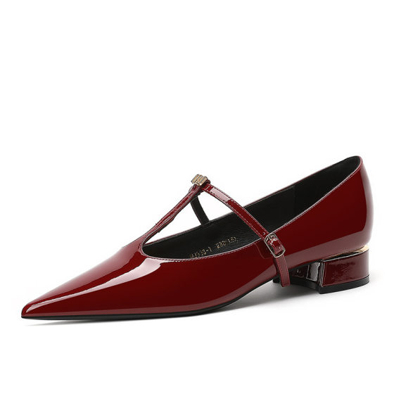 Su Yinyin Same Style Temperament Pointed Single Shoes Women's Thick Heel 2024 New Commuter Work Shoes Women's Shallow Mouth Bridesmaid Shoes