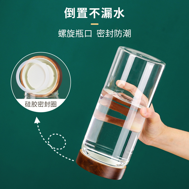 アカシア材ガラス密封保存瓶、収納瓶、茶葉瓶、穀物瓶、食品グレードの陳皮瓶、密封鮮度保持|undefined