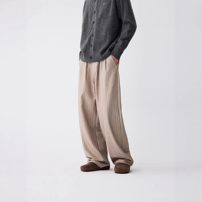 Ot Men's Spring and Summer New Style Old Money Casual Pants American-Style Dress Pants Loose Striped Straight-Leg Pants High-End Versatile Long Pants